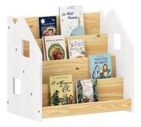 IDIMEX Bibliothèque Enfant Bruno, Rangement Livres pour Chambre Enfant, 4 Compartiments, en pin Massif maqué Blanc/Naturel