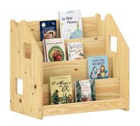 Bibliothèque enfant BRUNO, Rangement livres pour chambre enfant, 4 Compartiments, En pin massif coloris naturel