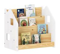IDIMEX Bibliothèque Enfant Bruno, Rangement Livres pour Chambre Enfant, 4 Compartiments, en pin Massif maqué Blanc/Naturel