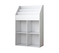 Bibliothèque enfant Conny, 72x111cm avec 4 étagères pour les boîtes pliantes, Blanc, Vicco 40300