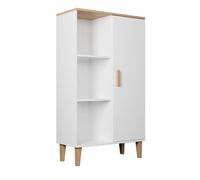Bibliothèque enfant Denver blanc et chêne 80 x 35 x 120 cm - 3 étagères, style scandinave