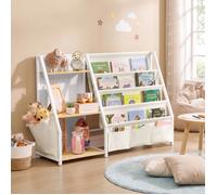 Bibliothèque Enfant et Meuble à Jouets avec Poches en Tissu 108 5 x 30 x 75 cm Jaune