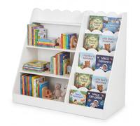 Bibliothèque Enfant GIANTEX Étagère à Livres 5 Niveaux Ondulés avec 4 Compartiments Kit Anti-Basculement pour Salle de Jeux-Blanc