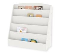Bibliothèque Enfant GINGER HOME, Organiseur à 5 Étagères pour Livres et Magazines, Bois MDF Blanc, 80x30x80 cm