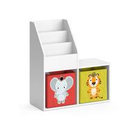 Bibliothèque enfant Vicco Luigi Blanc 30.9x79cm Mini, avec 2 boîtes pliantes opt.2, Model 36221