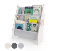 Bibliothèque enfant mamoi en bois blanc & tissu - 52×25×63 cm - gris