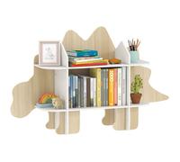 Bibliothèque enfant - meuble de rangement pour jouets et livres - AIYAPLAY - design dinosaure - 120x28x72,2cm - bois naturel