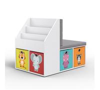 Bibliothèque enfant Vicco Onix Blanc 97.1x78.4cm avec 6 boîtes pliantes multicolores, Model 32871