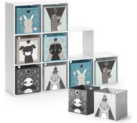 Bibliothèque enfant Vicco Blanc 142.4x107.8cm avec 8 boxes pliants, Model 37010