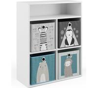 Bibliothèque enfant Vicco Blanc 72x90.2cm avec 4 boîtes pliantes, Model 37013