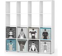Bibliothèque enfant Vicco Karree Blanc 138.5x142.5cm avec 8 boxes pliants, Model 37002
