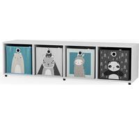 Bibliothèque enfant Vicco Ludus Blanc 142.5x36.2cm avec 4 boîtes pliantes, Model 37006