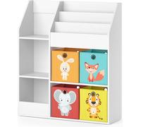 Bibliothèque enfant Vicco Luigi Blanc 100.4x114.2cm avec 4 boîtes pliantes (multicolores), Model 40291