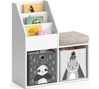 Bibliothèque enfant Vicco Luigi Blanc 30.9x79cm Mini, avec 2 boîtes pliantes opt.5, Model 36224