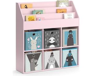 Bibliothèque enfant Vicco Luigi Rose 107.2x114.2cm avec 6 boîtes pliantes (grises), Model 40776