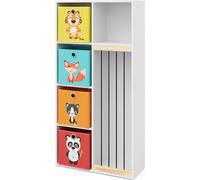 Bibliothèque enfant Vicco Marvin Blanc 72x143cm avec 4 boîtes pliantes opt.1, Model 37031