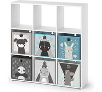 Bibliothèque enfant Vicco Nove Blanc 104x108cm avec 6 boîtes pliantes, Model 37004