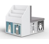 Bibliothèque enfant Vicco Onix Gris 97.1x78.4cm avec 6 boîtes pliantes grises, Model 32872