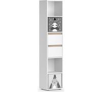 Bibliothèque enfant Vicco Robert Blanc 36.2x171cm avec boîtes pliantes grises, Model 40374