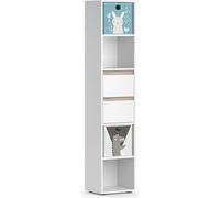 Bibliothèque enfant Vicco Robert Blanc 36.2x171cm avec boxes pliants multicolores, Model 40375