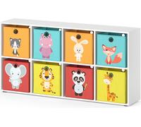Bibliothèque enfant Vicco Scutum Blanc 143x72cm avec 8 boxes pliants, Model 37030