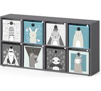 Bibliothèque enfant Vicco Scutum Gris 143x72cm avec 8 boxes pliants, Model 37179
