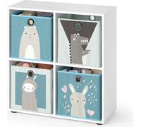 Bibliothèque enfant Vicco Tetra Blanc 72.6x72cm avec 4 boîtes pliantes, Model 38113
