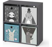 Bibliothèque enfant Vicco Tetra Gris 72.6x72cm avec 4 boîtes pliantes, Model 37177
