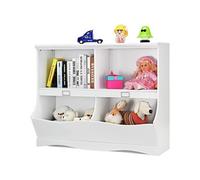 Giantex Bibliothèque Enfants avec 4 Compartiments pour Rangement, 105,5 x 39,5 x 84 cm Blanc G