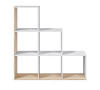 Bibliothèque escalier cube coloris chêne candiene - blanc artic - Hauteur 110 x Longueur 108 x Profondeur 28 cm