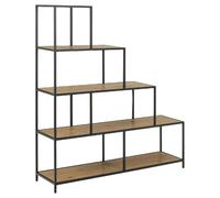 Bibliothèque escalier sur 4 niveaux en Métal et Mélamine - H.135 cm - Noir et Beige