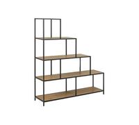 Bibliothèque escalier sur 4 niveaux en Métal et Mélamine - H.135 cm - Noir et Beige