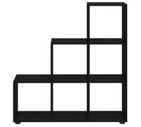 Bibliothèque escalier - WIENS - Noir - 107 cm - Bois d'ingénierie - 104x29x107 cm - 6 compartiments