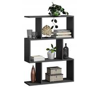 Bibliothèque, Étagère à 3 Niveaux - Meuble de rangement Style contemporain - Noir - 76,4x28x107 cm