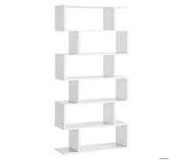 Bibliothèque, Étagère à 6 Niveaux, 24 x 70 x 191.6 cm, Meuble de rangement, Cloison Séparateur, Moderne,Blanc Nuage