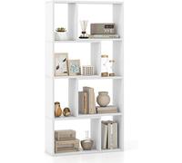 COSTWAY Bibliothèque Géométrique à 4 Niveaux, H 120 cm, Etagères Ouvertes de Rangement à 8 Cases, pour Salon Chambre Bureau, Blanc