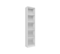Bibliothèque, étagère à dossiers, 40x182cm, avec 5 compartiments ouverts, bois MDF blanc