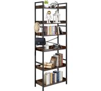 Bibliothèque - Étagère à échelle à 6 niveaux - Structure métallique robuste - Étagères ouvertes - Design industriel vintage - Étagère sur pied pour salon, chambre à coucher, bureau à domicile - Marron
