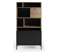 Bibliothèque étagère aspect bois coloris chêne et pieds en métal noir - Longueur 90 x Profondeur 40 x Hauteur 170 cm