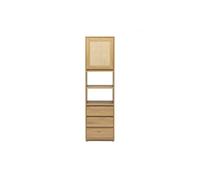 Bibliothèque étagère avec rangements finition bois clair chêne et cannage rotin L50 cm SEVILLE