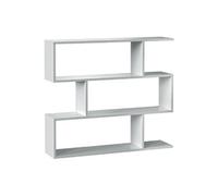 Bibliothèque, étagère basse 3 niveaux en bois mélaminé coloris blanc brillant - Longueur 110 x Profondeur 24 x Hauteur 97 cm --
