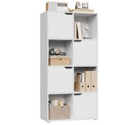 WOLTU Bibliothèque, Meuble Étagère de Rangement | avec 8 Cubes, 4 Portes, en Bois d'Ingénierie, Blanc