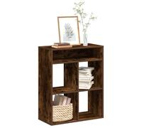 Bibliothèque étagère chêne fumé 66x31x80 cm bois d ingénierie meuble rangement livres stable durable dessus pratique étagère présentation décoration intérieure salon bureau fixation murale inclus