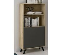 Bibliotheque etagere coloris chene cambrian/graphite - Longueur 60 x Profondeur 39.6 x Hauteur 135 cm --