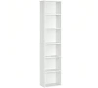 Bibliothèque, Étagère de rangement 6 Niveaux, Meuble, Cube, 40 x 24 x 178,5 cm, Blanc
