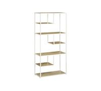 Bibliothèque - HOMCOM - 7 niveaux - cadre en acier - style industriel - pour salon chambre cuisine - 83 x 34 x 180 cm - blanc chêne
