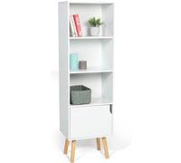 IDMarket Bibliothèque étagère EMMIE scandinave colonne de rangement bois blanc