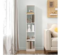 Bibliothèque, Étagère de Rangement, Meuble, Cube, pour Salon, Bureau, Chambre, Style Scandinave, 24 x 30 x 153,2 cm, Blanc
