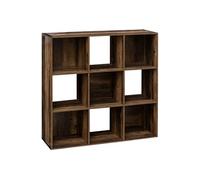 Bibliotheque, etagere en panneaux de particules avec 9 niches coloris marron- Longueur 100.5 x Profondeur 32 x Hauteur 100.5 cm --