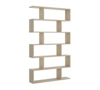 Bibliothèque, étagère haute 6 niveaux en bois mélaminé chêne naturel - Longueur 80 x Profondeur 25 x Hauteur 190 cm - -